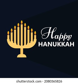 Happy Hanukkah with blue background. Vector for posters, prints, greeting card, banner