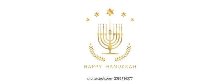 Happy Hanukkah, candle holder and bright star of david. Jewish holiday.