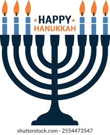 happy hanukkah candle vector design