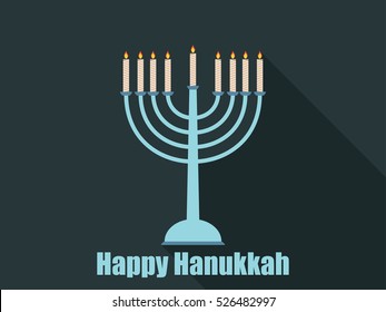 Happy hanukkah. Hanukkah candles flat design with long shadow. Vector illustration