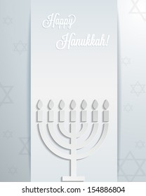 Happy hanukkah card with abstract 3d menorah. Vector eps10.