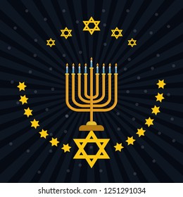 happy hanukkah card with chandelier