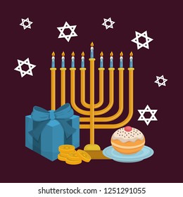happy hanukkah card with chandelier