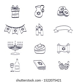 happy hanukkah card with chandelier vector illustration design