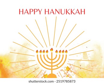 Cartão feliz Hanukkah com símbolos diferentes Hanukkah, estilo de arte de papel de ilustração vetorial, vetor feliz hanukkah horizontal banner ilustração 