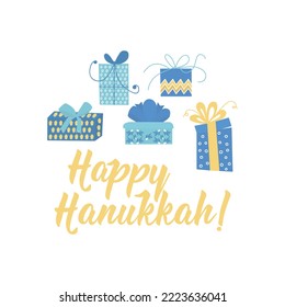 Happy Hanukkah card. Holidays lettering. Ink illustration. Vector illustration. Happy Hanukkah.