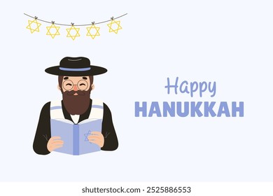 Feliz cartão Hanukkah, bom judeu. Ilustração vetorial 