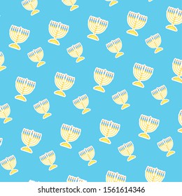 happy hanukkah celebration card with chandelier pattern vector illustration design