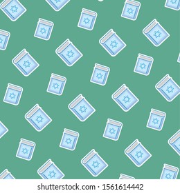 happy hanukkah celebration card with sacred book pattern vector illustration design