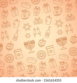 happy hanukkah celebration card with set icons pattern vector illustration design