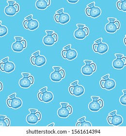 happy hanukkah celebration card with teapots pattern vector illustration design