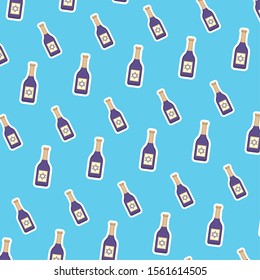 happy hanukkah celebration card with wine bottles pattern vector illustration design