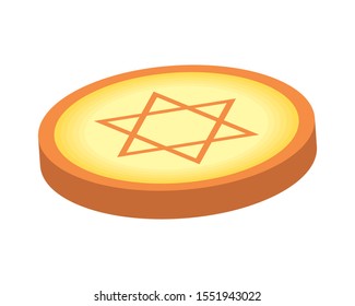 happy hanukkah celebration coin with star vector illustration design