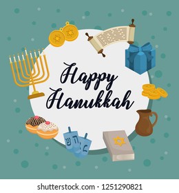 happy hanukkah celebration icons