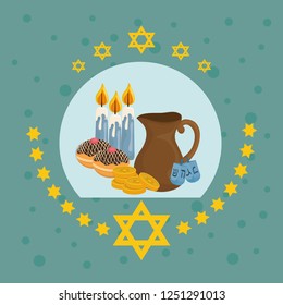 happy hanukkah celebration icons