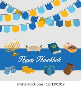 happy hanukkah celebration icons