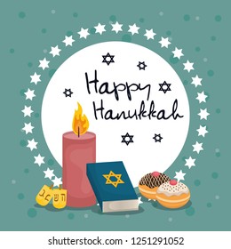 happy hanukkah celebration icons