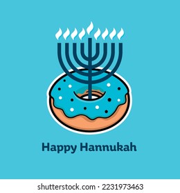 Happy Hanukkah celebration. Jewish holiday Hanuka vector illustration. 