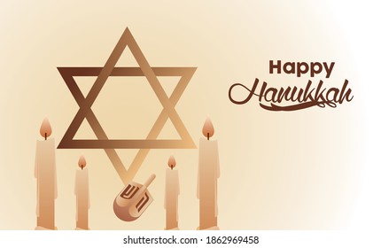 happy hanukkah celebration with jewish star and candles vector illustration design