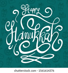 happy hanukkah celebration lettering card vector illustration design