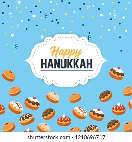 happy hanukkah celebration with sweet breads