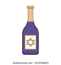 happy hanukkah celebration wine bottle vector illustration design