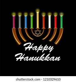happy Hanukkah. colored candles