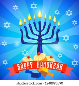 Happy Hanukkah concept background. Cartoon illustration of Happy Hanukkah vector concept background for web design