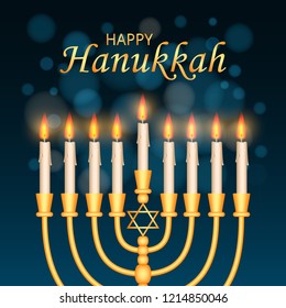 Happy hanukkah concept background. Realistic illustration of happy hanukkah vector concept background for web design