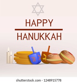Happy hanukkah concept background. Realistic illustration of happy hanukkah vector concept background for web design