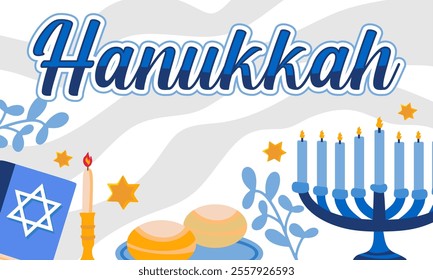 happy hanukkah day to all jewish people with hanukkah candles