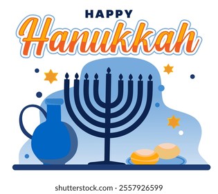 happy hanukkah day to all jewish people with hanukkah candles