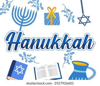 happy hanukkah day to all jewish people with hanukkah candles