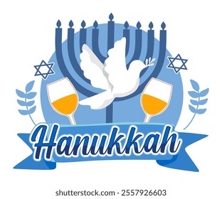 happy hanukkah day to all jewish people with hanukkah candles