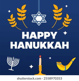 happy hanukkah day with hanukkah candles