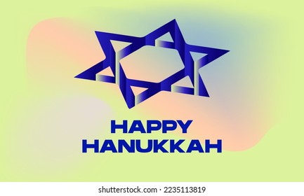 Happy Hanukkah Day greeting card with david star ond gradient mesh background. Vector Illustration