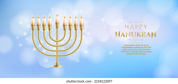 happy hanukkah day horizontal banner vector flat design
