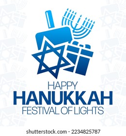 Happy Hanukkah. Festival of Lights. Vector illustration. Holiday poster