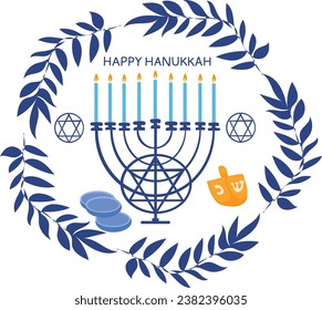 Happy hanukkah  hanukkah festival vector illustration
