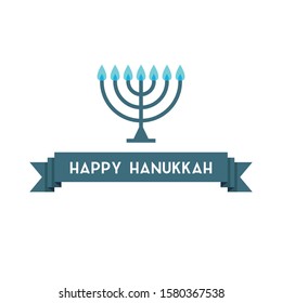 happy hanukkah flat icon, vector illustration