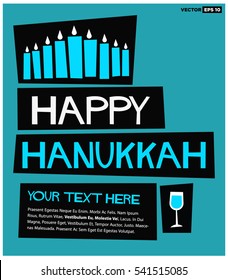 Happy Hanukkah! (Flat Style Vector Illustration Holiday Quote Poster Design)