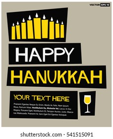 Happy Hanukkah! (Flat Style Vector Illustration Holiday Quote Poster Design)