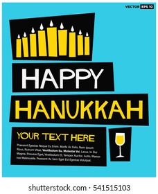 Happy Hanukkah! (Flat Style Vector Illustration Holiday Quote Poster Design)