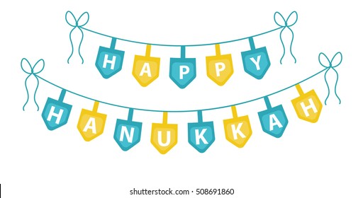 Happy Hanukkah garland, ribbon.  garland for party. decorative elements. flat style. Vector illustration