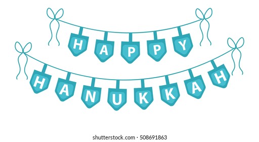 Happy Hanukkah garland, ribbon. garland for party. decorative elements. garland flat style. Vector illustration