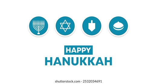 Happy Hanukkah. Great for cards, banners, posters, social media and more. White background. 