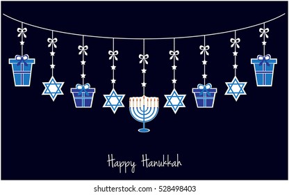 Happy Hanukkah greeting card or background. vector illustration