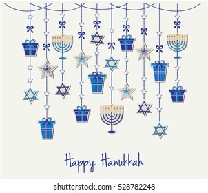 Happy Hanukkah Greeting card or background. vector illustration.