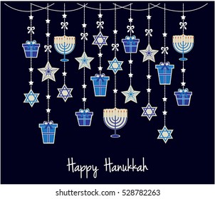 Happy Hanukkah Greeting card or background. vector illustration.