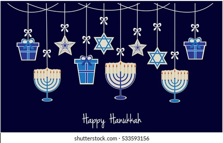 Happy Hanukkah greeting card or background. vector illustration.